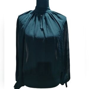 Sheer 7th Avenue New York & Company Black Long Sleeve Top